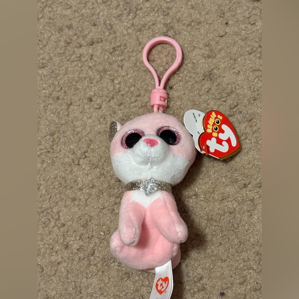 NWT beanie boo pink animal with silver collar whose name is Fiona